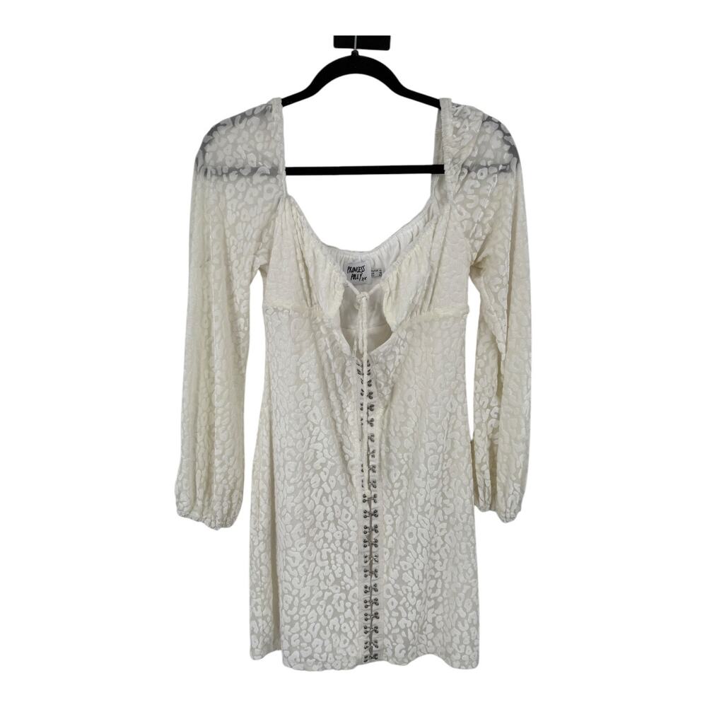 Polly Princess Don't Be salt long sleeve minidress dress cream size 10